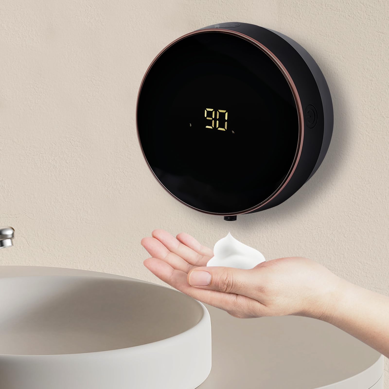 Dispenser di sapone automatico ricaricabile senza contatto automatico 300 ml per bagno cucina ufficio scuola (nero)
