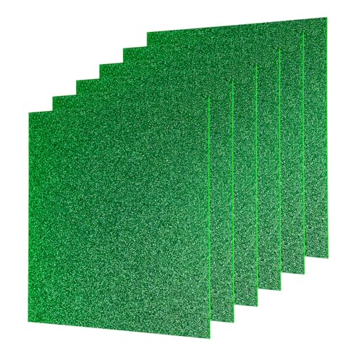 Image of MECCANIXITY 6Pcs Green Glitter Acrylic Sheets 1 /8 inch Thickness 8 inch x 8 inch Glossy PMMA Fluorescent Plastic Sheets Extruded Translucent Blanks for DIY Art Crafting Laser Cutting & Engraving