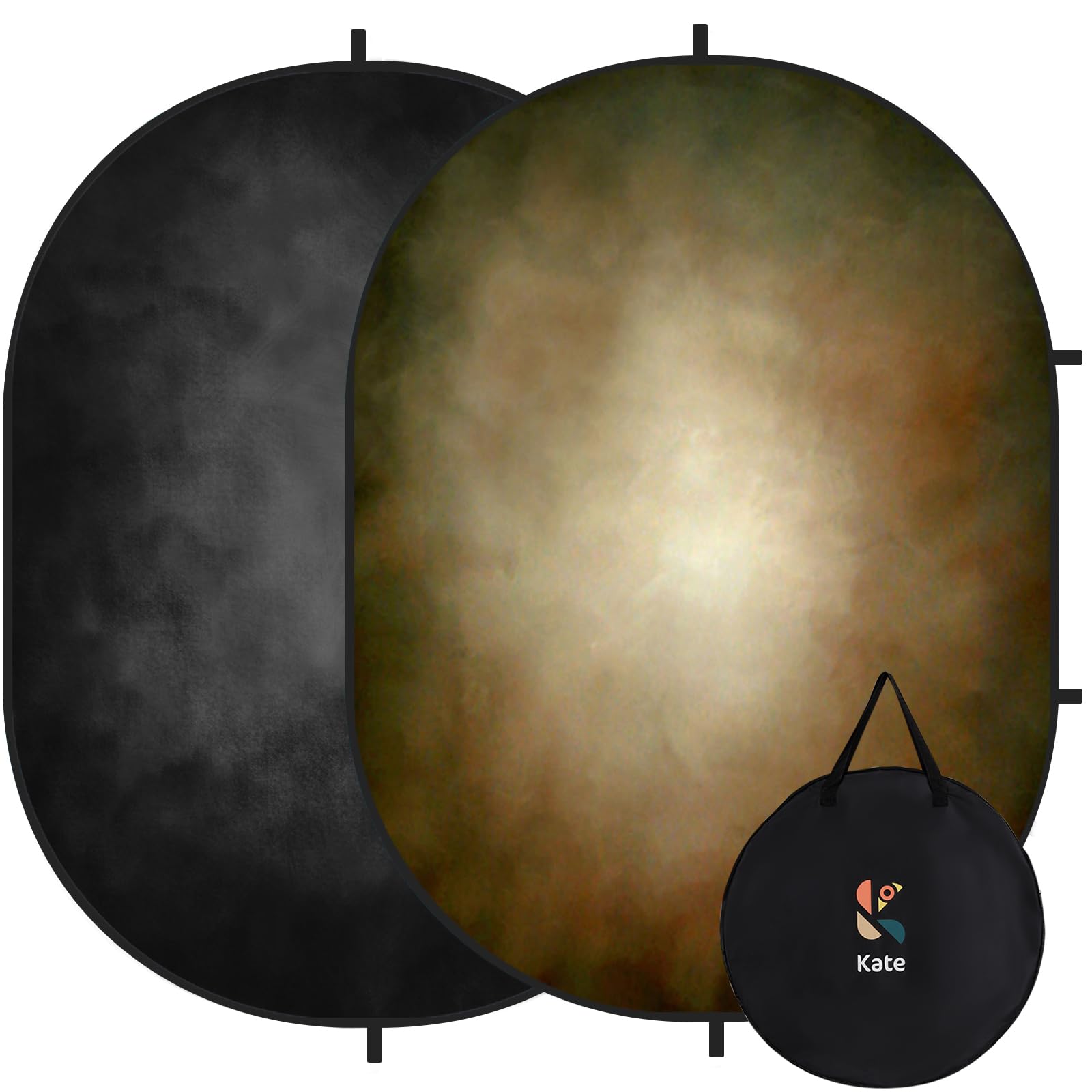 Kate Collapsible Backdrop Microfiber Black and Brown Double Sided Pop up Collapsible Background, for Photography, for Photographers, 5x6.5ft