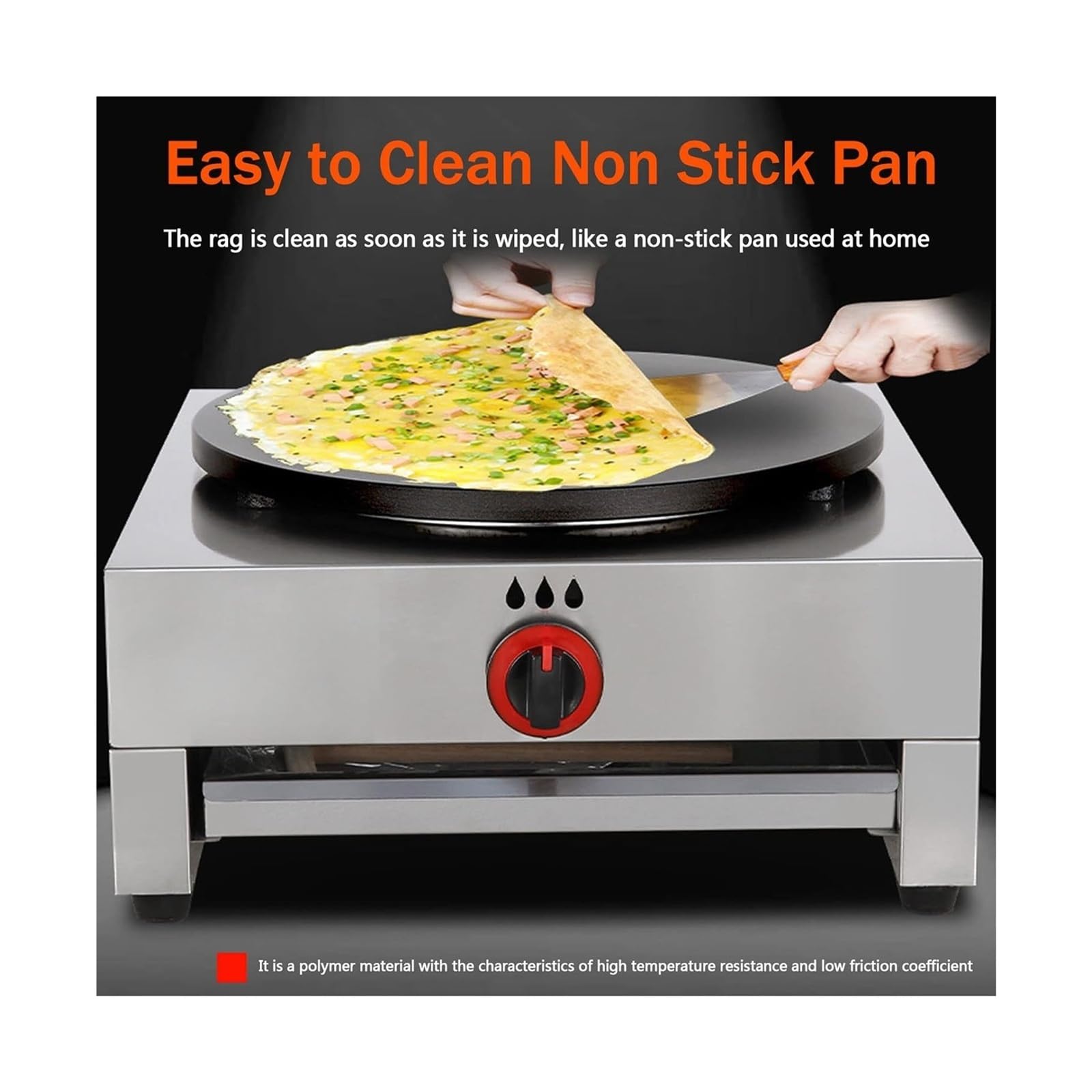 Style1 macchina Crepe professionale per Crepe, Crepe, Gas, Crepe professionali, diametro 40 cm, con piastra non aderente, per Tortilla Omelettes, [classe energetica A]