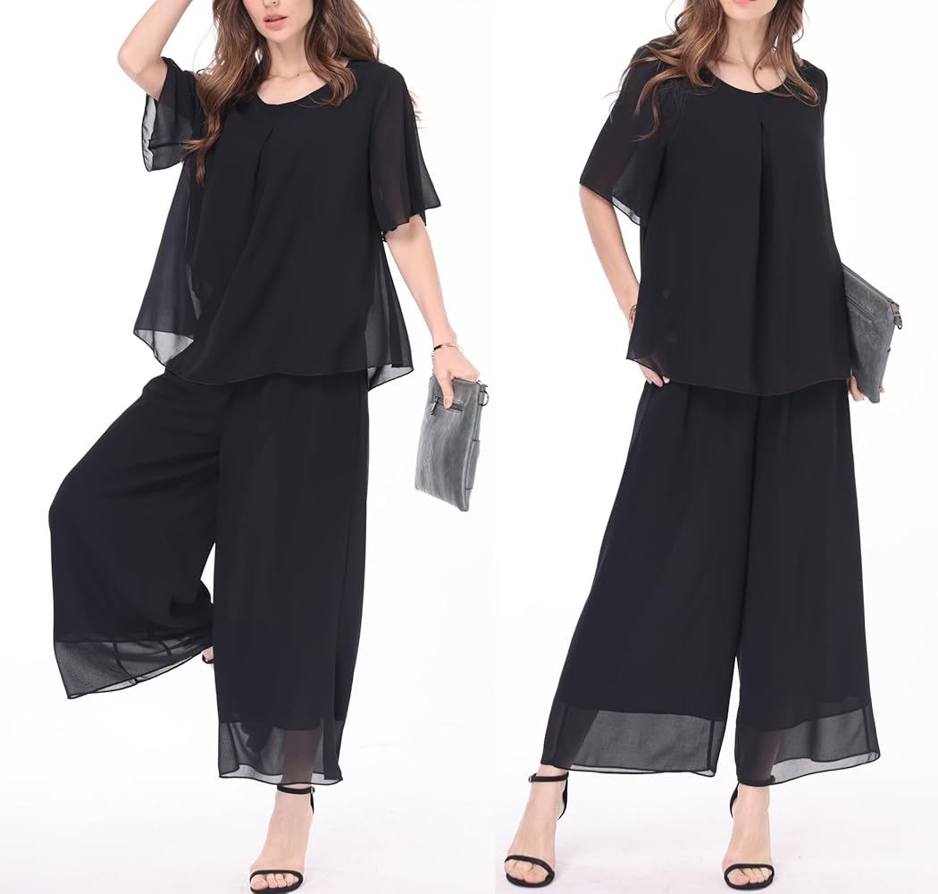 セットアップ HUECLOSET sherung chiffon short sleeve blouse two piece set 511xYgTSD-L._SY350_QL65_.jpg