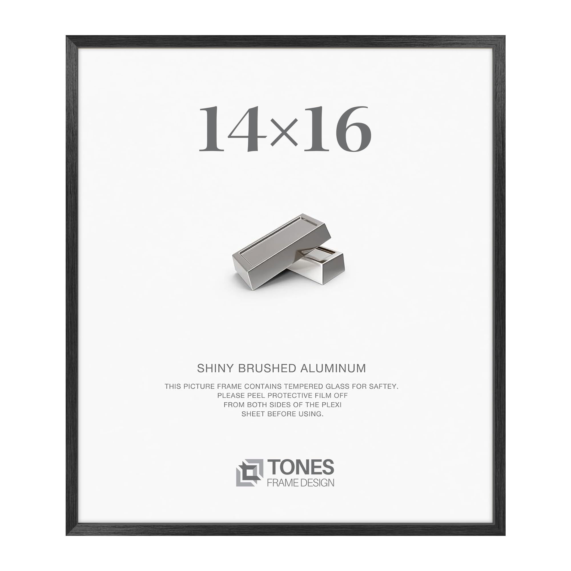 TONES FRAME DESIGN 14x16 Brush Black Aluminum Frame