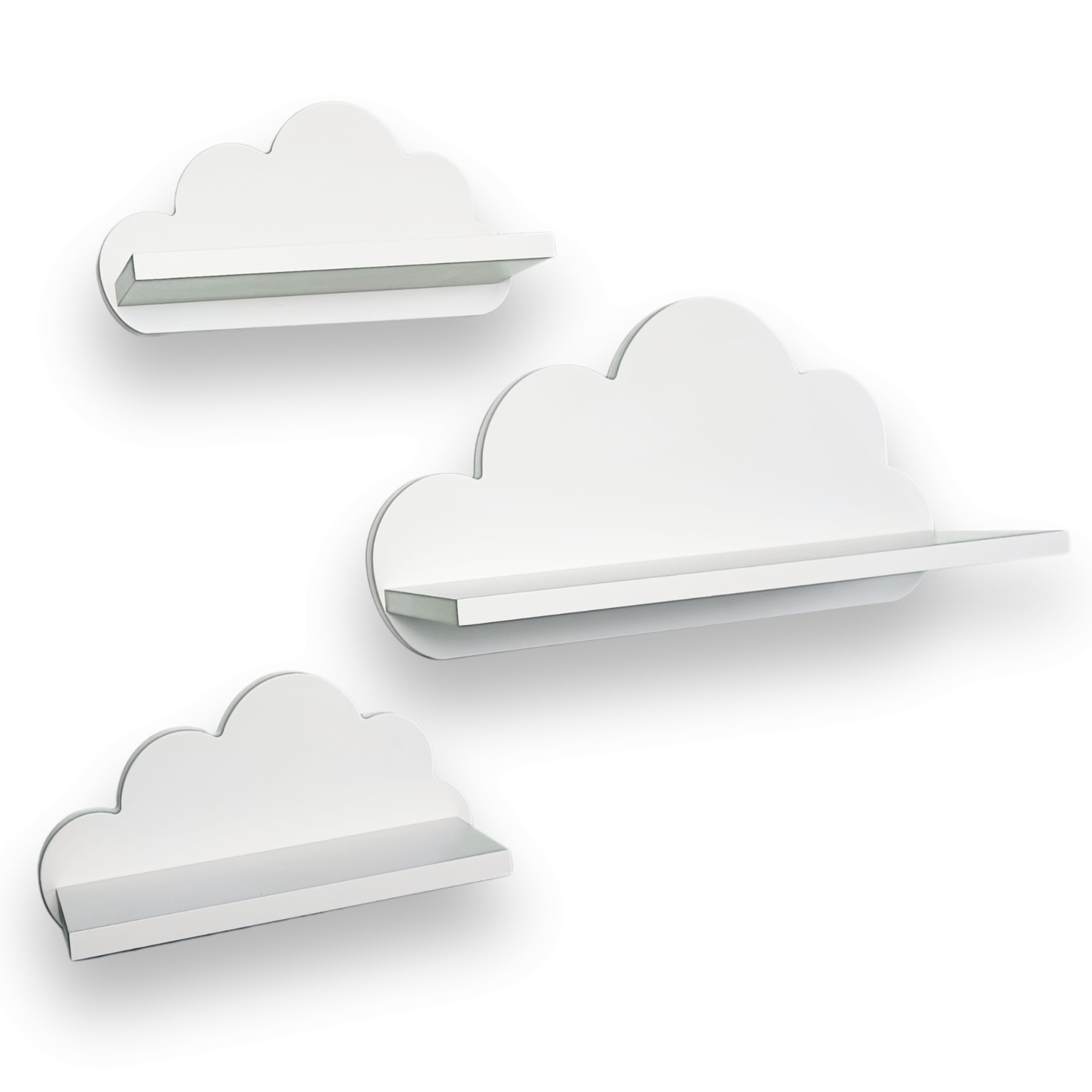 Craft Maestro Juego de 3 estantes para habitación infantil en forma de nube, color blanco, instalación fácil