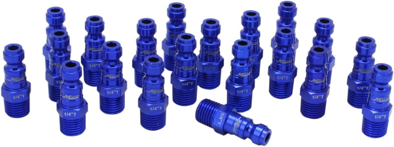 Milton 783TC-20 ColorFit Plugs, T-style Blue, 1/4" NPT Male, Box of 20 - - 
