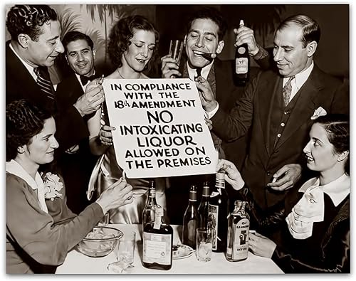 Licor sin intoxicante póster sin marco de 11 x 14 pulgadas, fotos retro vintage de los años 20 para Speakeasy y Bootleggers, foto en blanco y negro