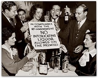 No Intoxicating Liquor: 11x14 Unframed Poster-Funny Vintage 1920s Retro Photos for Speakeasy & Bootleggers - Prohibition Era Bar Black & White Photo, Antique Historical, Modern Lounge & Home Bar Décor