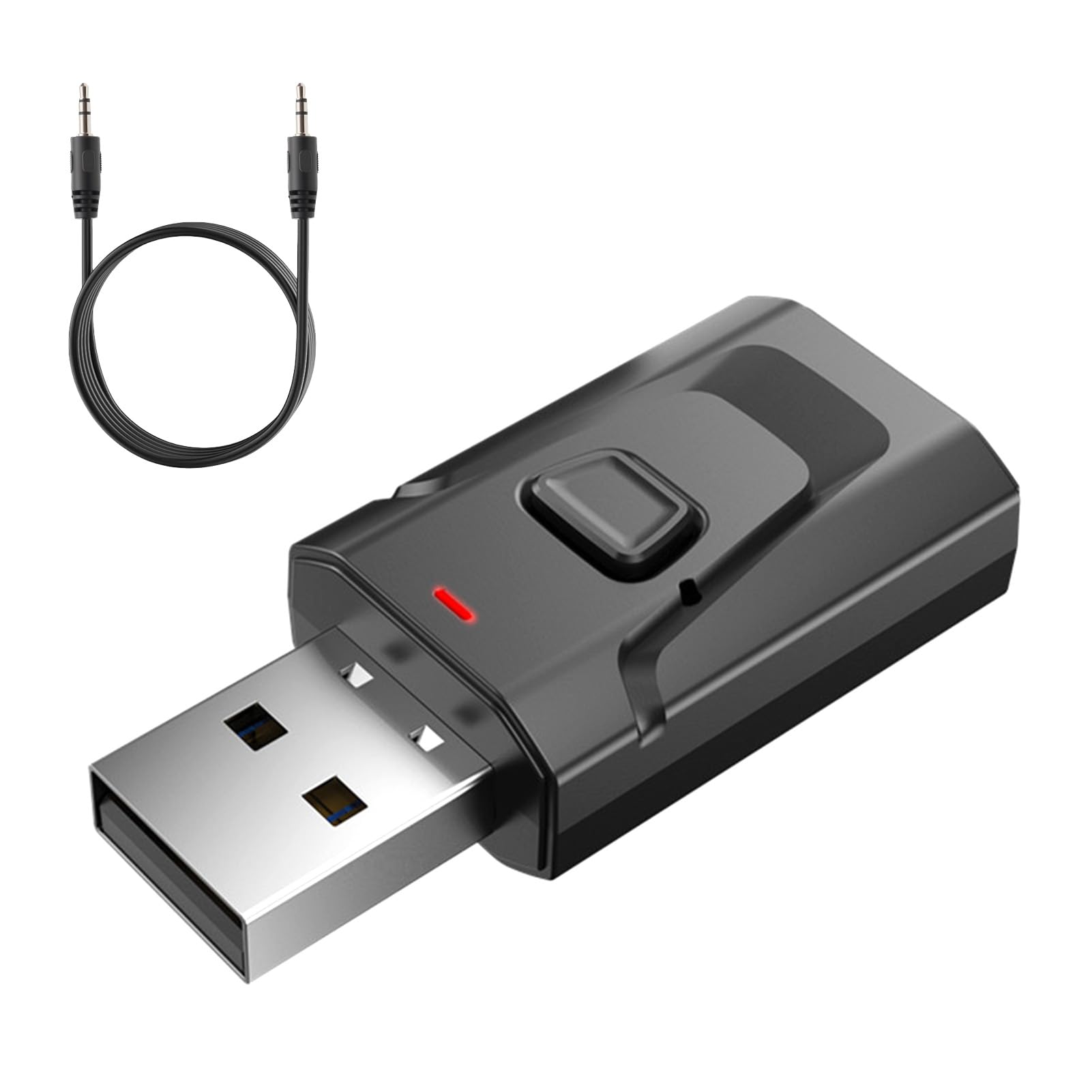 Adaptateur Bluetooth USB 5.0 2-en-1 (émetteur et récepteur), Audio stéréo sans Fil avec Prise Jack 3,5 mm pour TV, PC, Voiture, Enceintes, Casque, Mains Libres, sans Latence