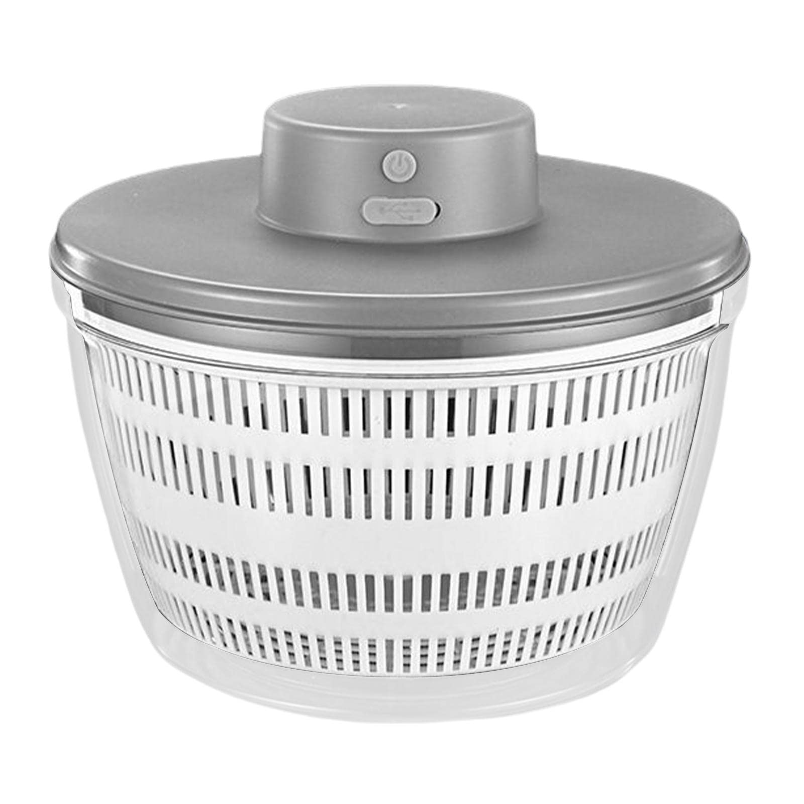 Spinner Eléctrico Recargable para Verduras, Secador de de Secado Rápido Automático, para Cocina, Lechuga, Producción de Cebolla, Ajo, Gris