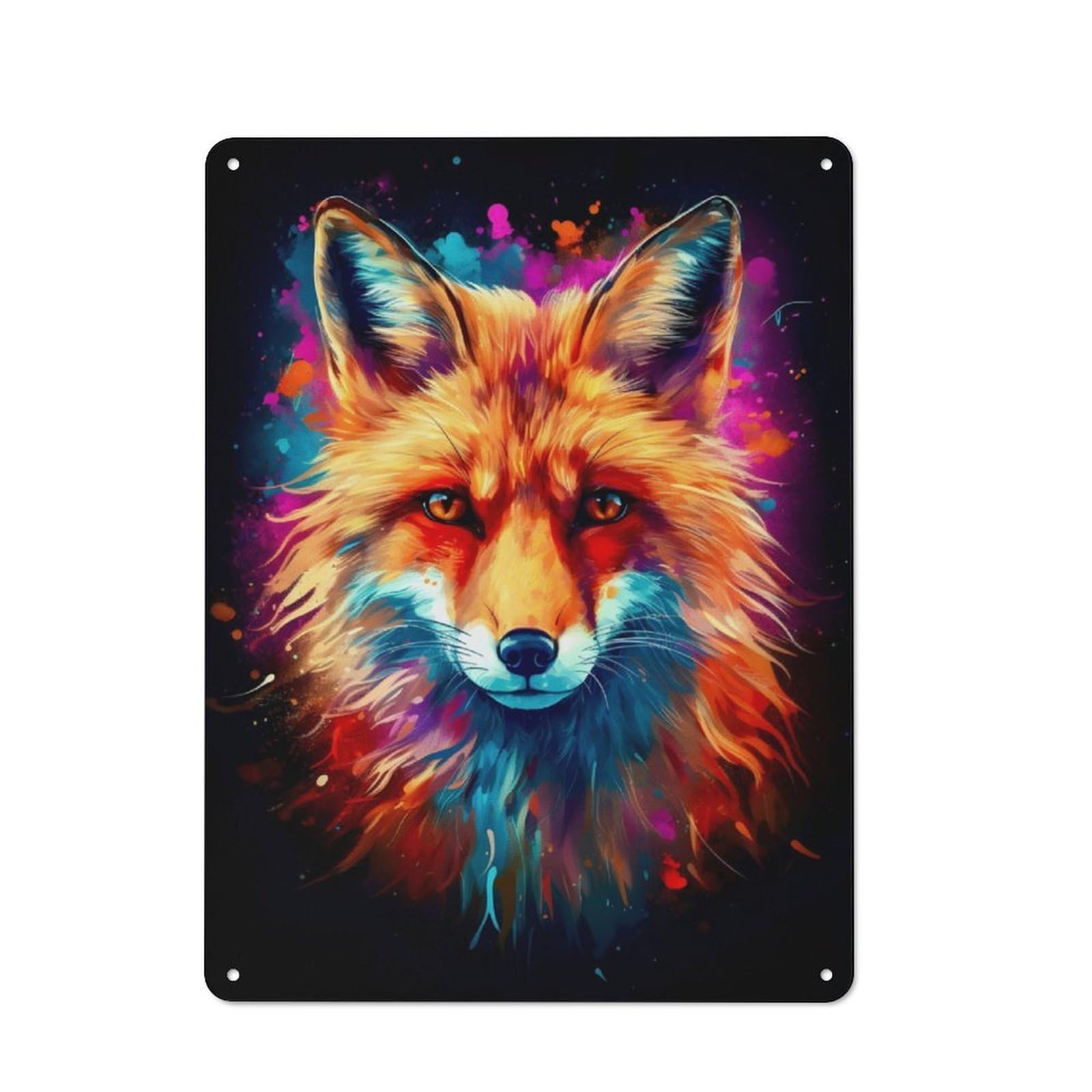 Amazing Fox Art Rustic Metal Wall Decor 40x30cm, Garden Room Metal Sign for Patio Bar, Workshop, Shed Or Kitchen