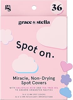 grace & stella Pimple Patches For Face (Multishape, 36 Count) - Hydrocolloid Acne Patches for Face - Dermatologist Tested,...