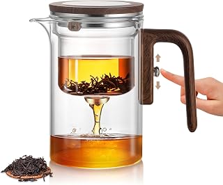 Enchanti Tea Pot, Magic Glass Teapot with Strainer,Magnetic Water Separation with Infuser -600ML/20.3oz