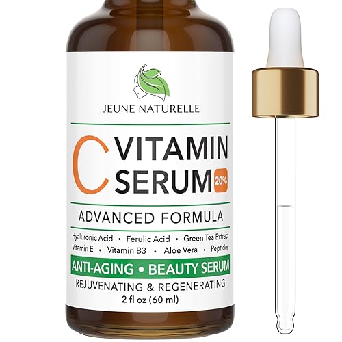 Suero natural de vitamina C al 20% + 6 potenciadores activos para cara, manchas oscuras, arrugas, iluminador, hidratante, tono uniforme, brillo