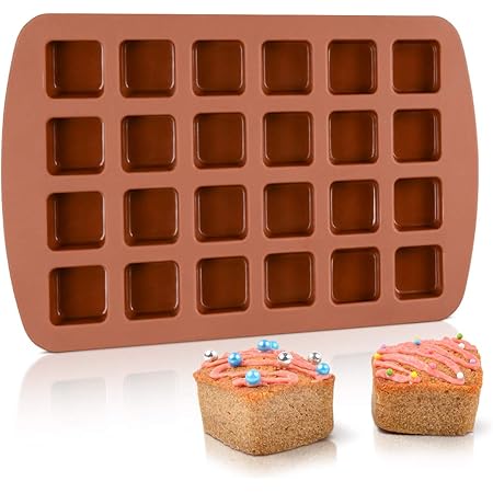 Amazon Com Bite Size Brownie Silicone Baking Molds Square Small Brownie Pan 24 Cavity Silicone Molds Home Kitchen