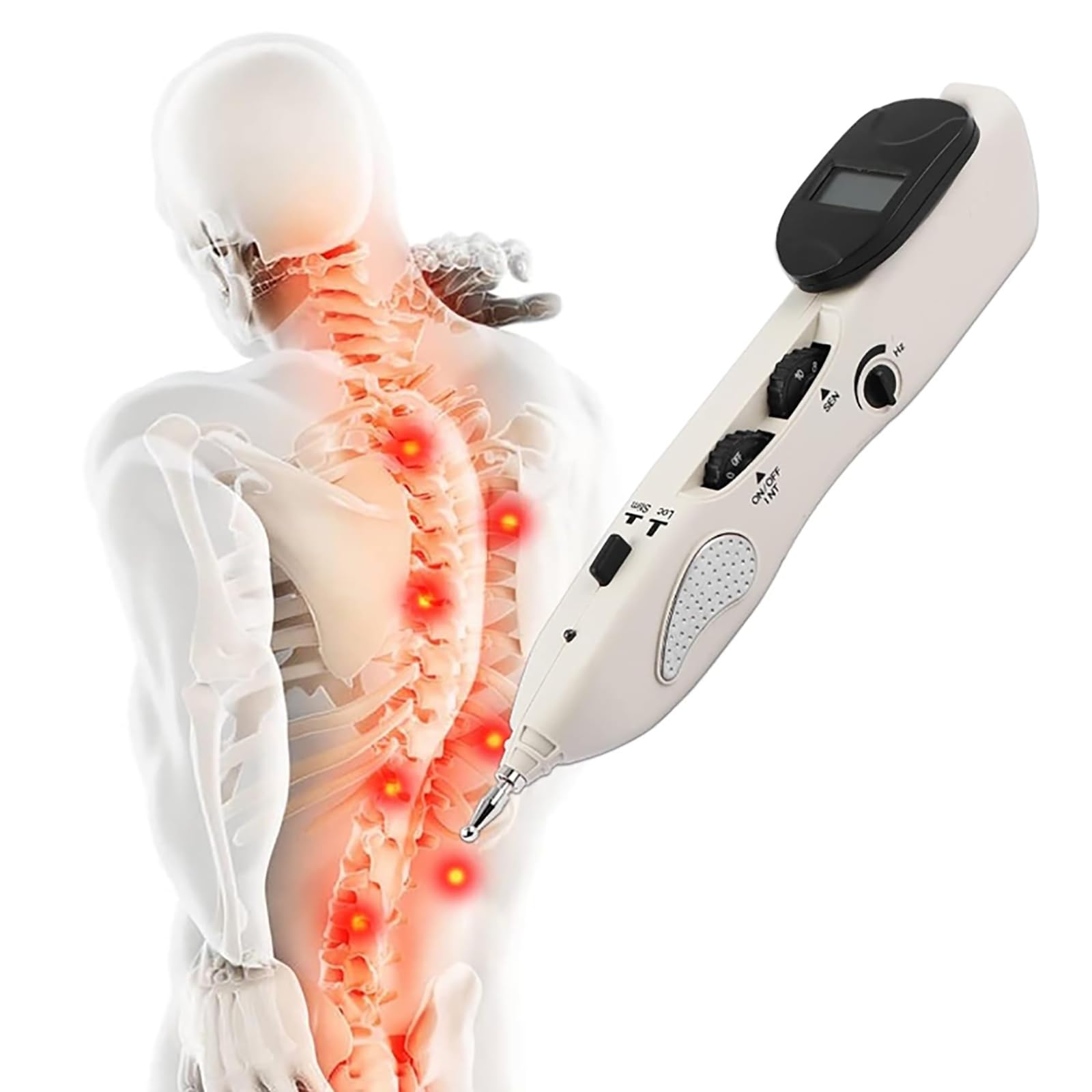 Mobyat Electronic Acupuncture Meridian Pen, 9 Gears Electric Energy Acupoints Finder Stimulator, Lcd Display, Pulse Stimulation, For Relieve Muscle Soreness