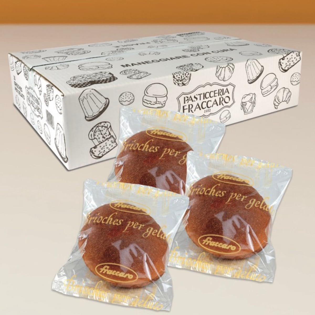 Pasticceria Fraccaro Brioche per Gelato (Confezione 35 pz) - Lievitate Naturalmente con Solo Lievito Madre, Ideali anche Farcite con Marmellate e Creme Dolci