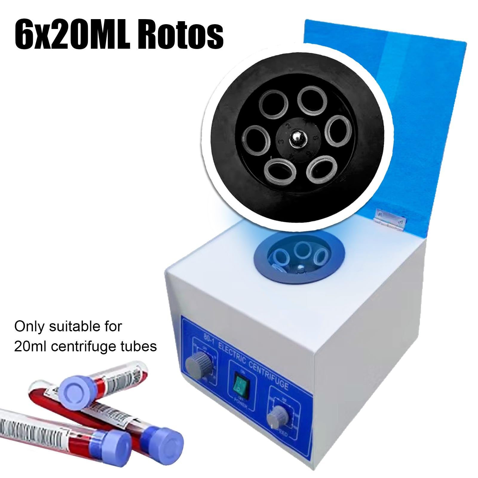Centrifuga da Laboratorio, 220V 4000rpm Macchina Centrifuga Plasma, Centrifuga da Laboratorio con 20ml x 6 Provette, 1790xg, Timer 0-60 Minuti per Separazione di Campioni, Analisi Qualitativa