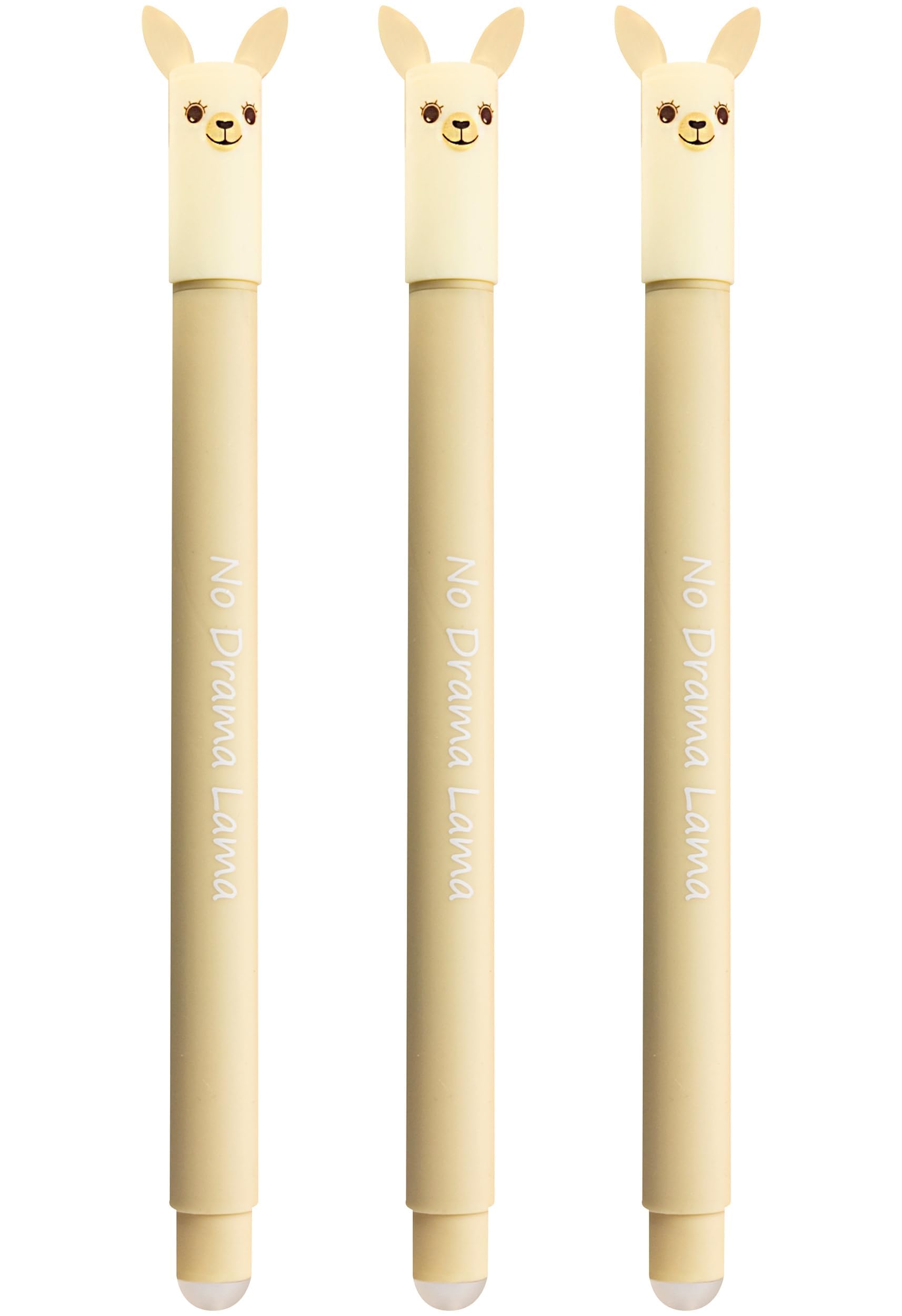 EBERHARD FABER 599015 - Tintenroller radierbar Lama, 3 Animal Erase it Stifte, Gelschreiber blau 0,7 mm