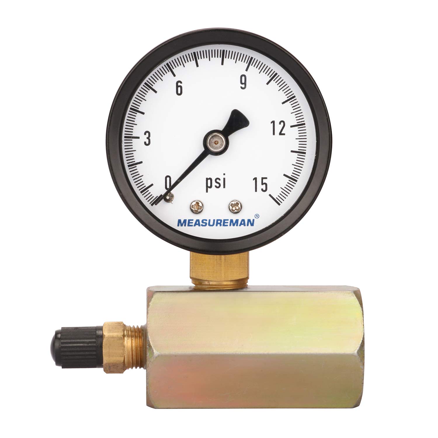 MEASUREMAN 5,1 cm Stahl-Gasdruckprüfgerät, 1,9 cm FNPT Anschluss, 0-15 psi, +/-3-2-3 % Genauigkeit