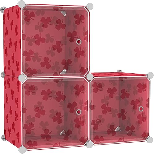 Miniatura 10 de C&AHOME Organizador de almacenamiento en cubos con puertas, estantes de 6 cubos, estantería modular de plástico para bricolaje, estantería de