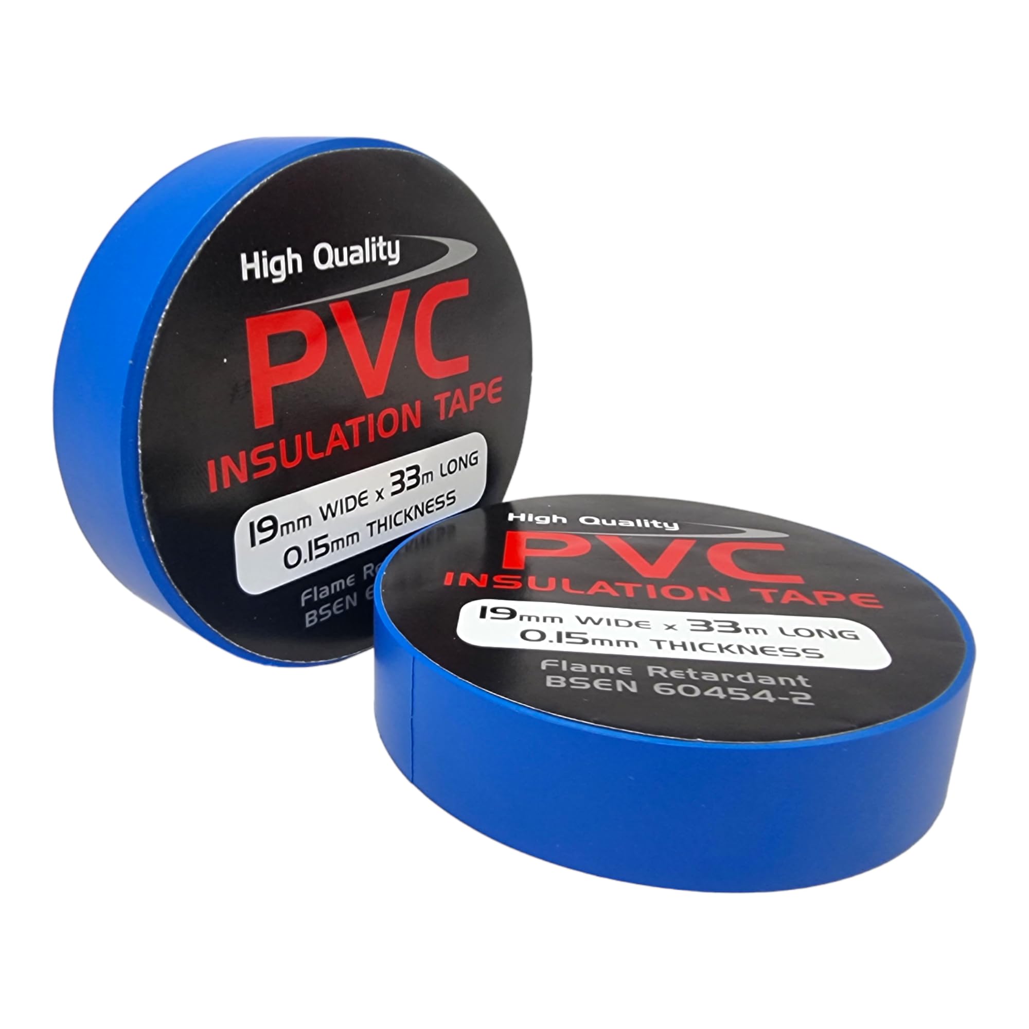 2 Rolls of Blue PVC Electrical Insulation Tape, 33m Long x 19mm Wide, Adhesive Insulating Tape for Protecting Electrical Wires