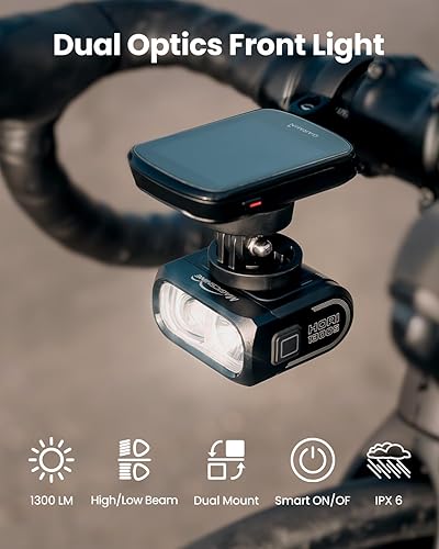 Miniatura 3 de Magicshine Luces de bicicleta HORI1300S y SEEMEE 150 MAG delanteras y traseras, control FTR LightSync de un solo toque, 1300LM delantera y 150LM luz