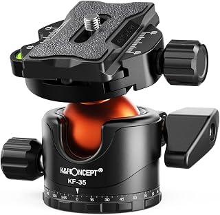 K&F CONCEPT KF-35 Ballhead Tripod Mount Adapter 35mm Large Ball Head Adapter with Quick Release Plate 1/4 Inch Screw Connector 15kg/33lbs Load Capacity with Bubble Level