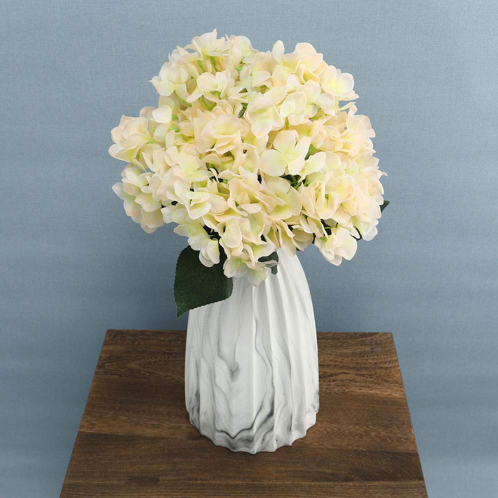 YataiPack Of 4 Artificial Hydrangea Flowers, Real Touch Hydrangea Bunch with Leaves & Stem, Durable Realistic Hydrangea Floral Arrangements, Faux Hydrangea Bouquets for Valentine Day, Wedding Home