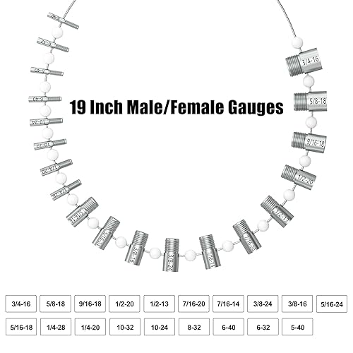 Vista 11 de (patente) CKE - Verificador de rosca de tuerca y perno mejorado, diseño de bucle de alambre – 44 macho/hembra – Medidores de identificación