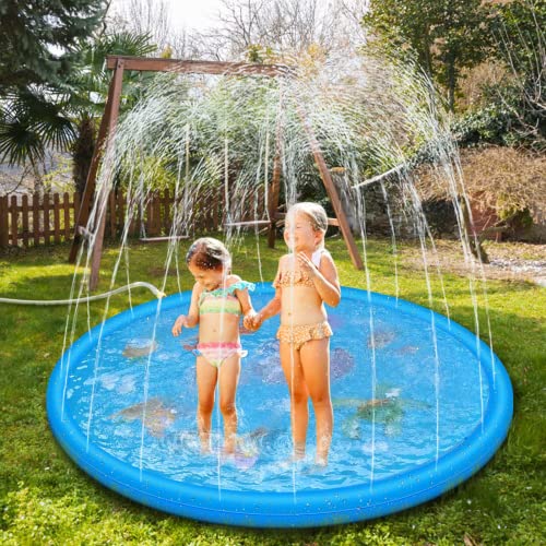 Anpro 170cm Splash Pad 15 PCS Anti-slip Splash Pad for Kids 68 Blue