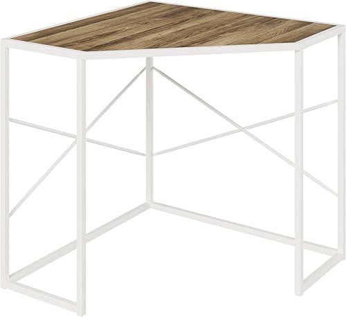 HOMCOM Corner Desk for Small Spaces, Small Computer Desk with Metal Frame, Space Saving Home Office Desk Workstation, White HOMCOM Corner Desk for Small Spaces, Small Computer Desk with Metal Frame, Space Saving Home Office Desk Workstation, White