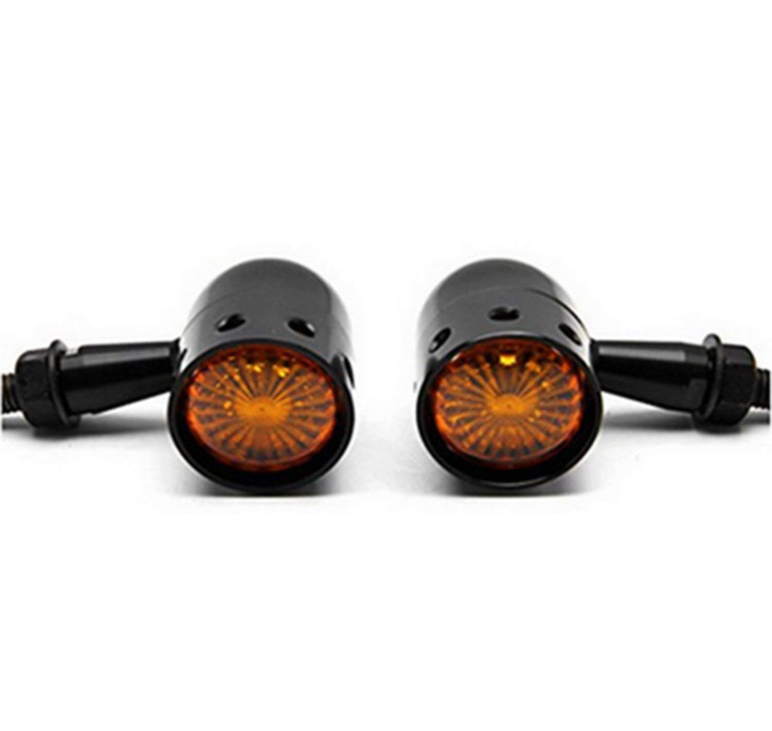 Perforé Ampoule Clignotant Moto pour Rétro Personnalisé Sanglier Chopper Bobber Projet - Noir - non Led
