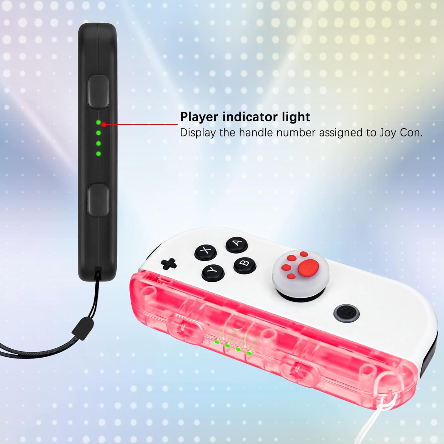 DLseego Wrist Strap for Switch Joycon, Switch Controller Hand Grip Accessories, JoyCon Gamepad Handle Lock Wrist Strap Lanyard, Adjustable Tightness, with 2 Thumb Grip Caps - Pink - Image 2