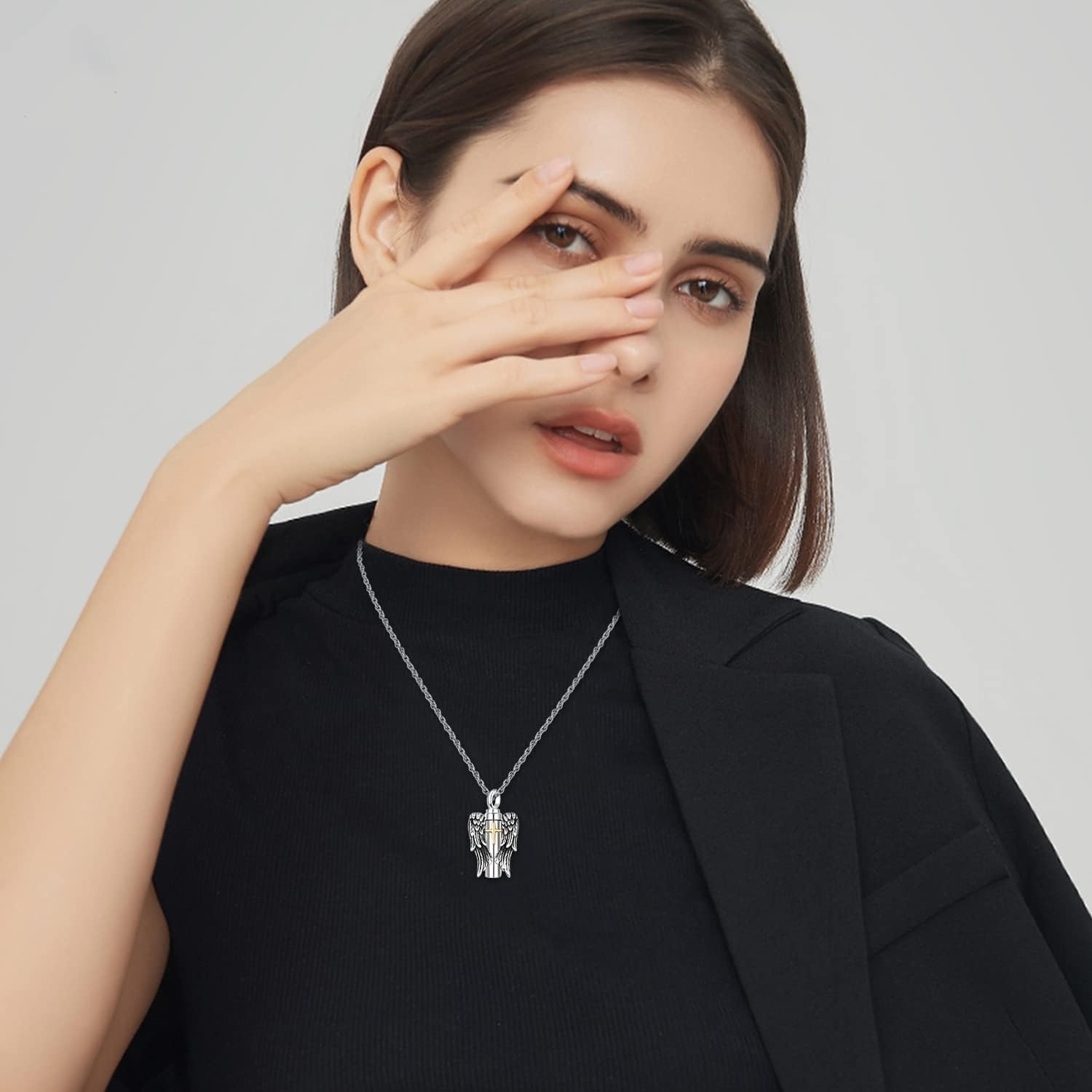 Customized Urn Necklaces for Ashes for Men Women 925 Sterling Silver Cross Necklace for Human Pets Ashes Cremation Memorial Jewelry for Keepsake