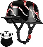 Materiale di alta qualità: il nostro casco da moto a mezza calotta ha un esterno in ABS resistente e durevole e un interno in polistirene espanso (EPS), che migliora l'effetto di assorbimento degli urti, può assorbire notevolmente la forza d'impatto e proteggere efficacemente la sicurezza della testa, offrendo grande sicurezza per le tue attività all'aperto.