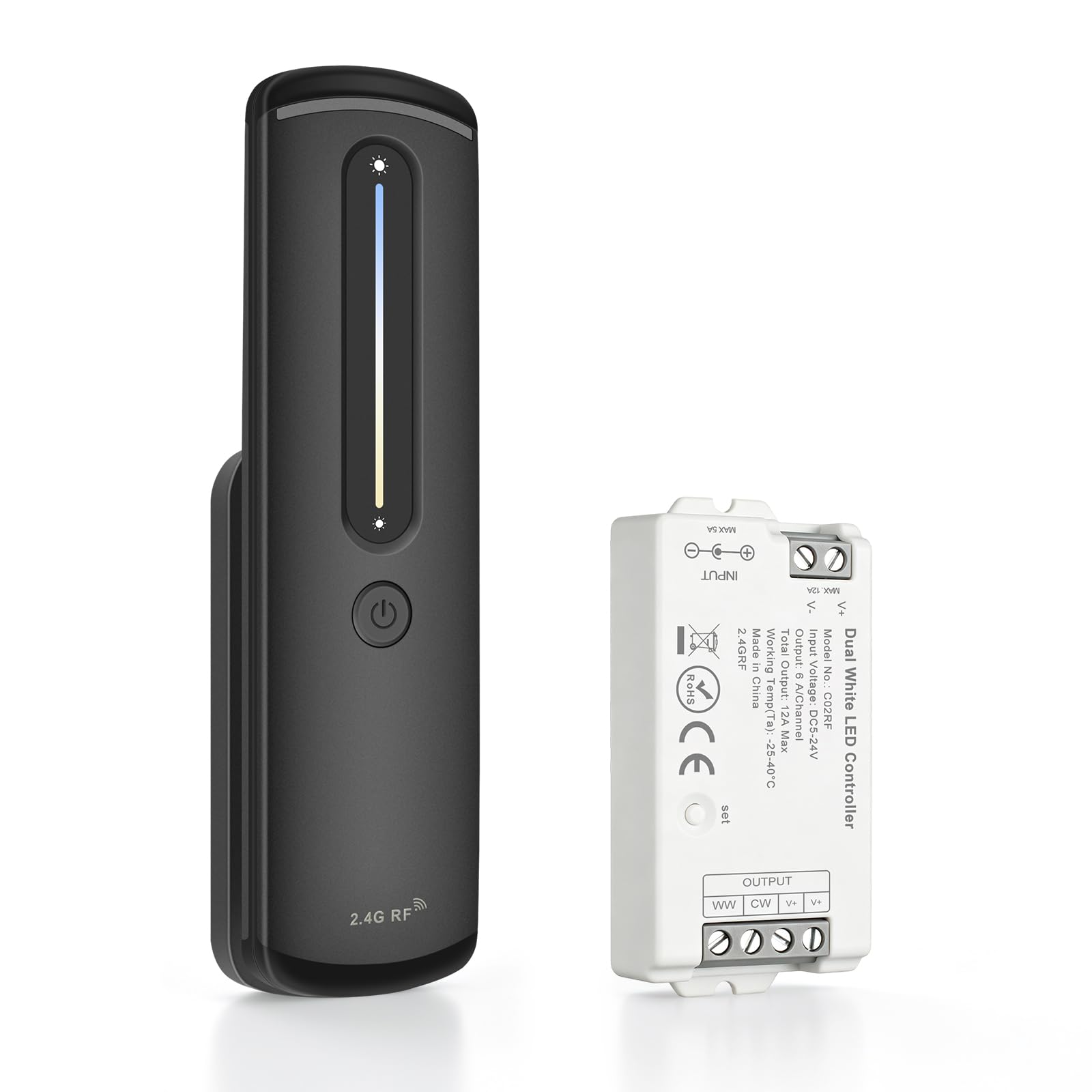 Aroidful 3 PIN Dual White Controller, 2.4GHz Wireless Touch Dimmer Remote