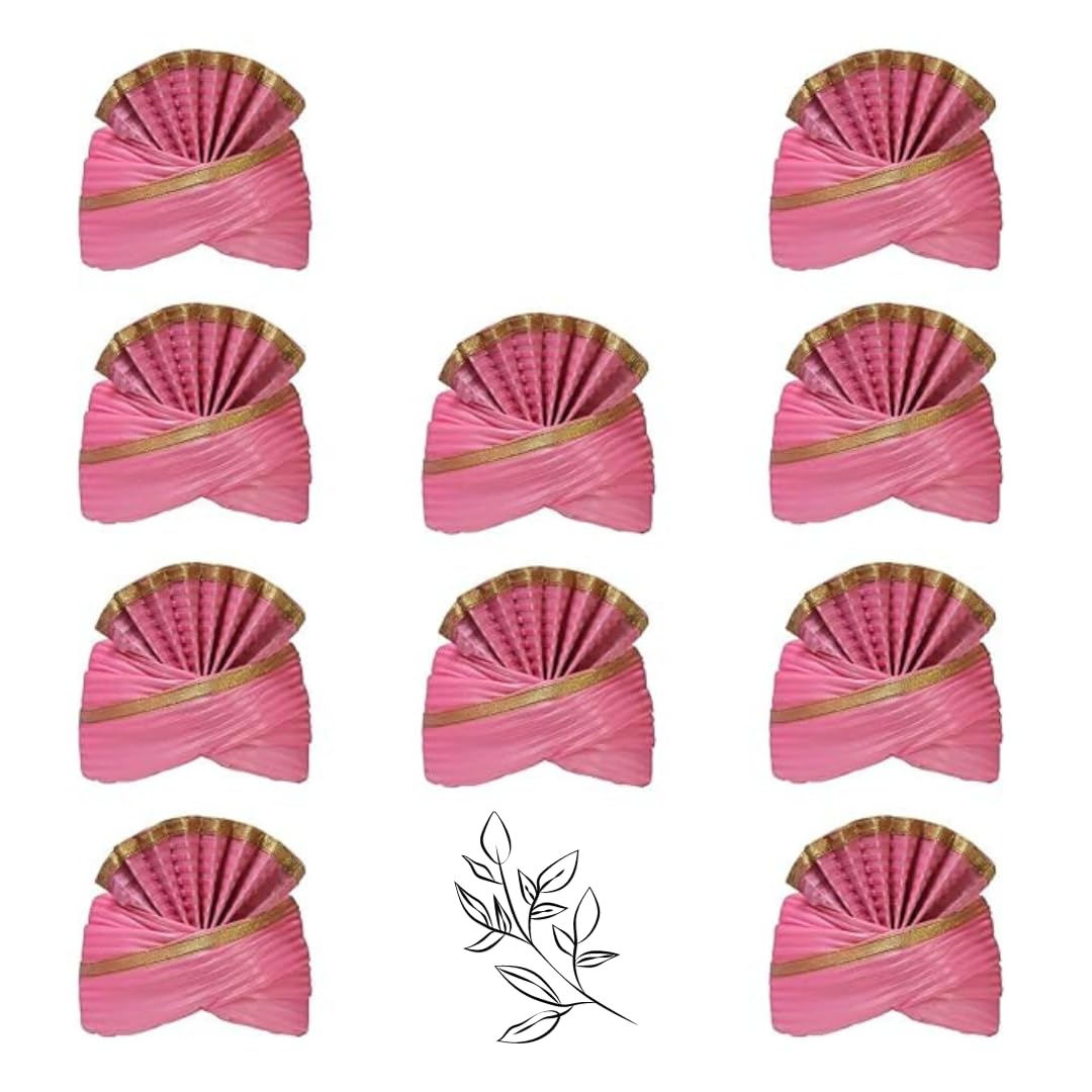 Acquire TrendPagdi/Turban for Barati & Gharati to celebrate Wedding/other function for Men & Women (Free Size) II Pack of 10 II,Pink Color,B08