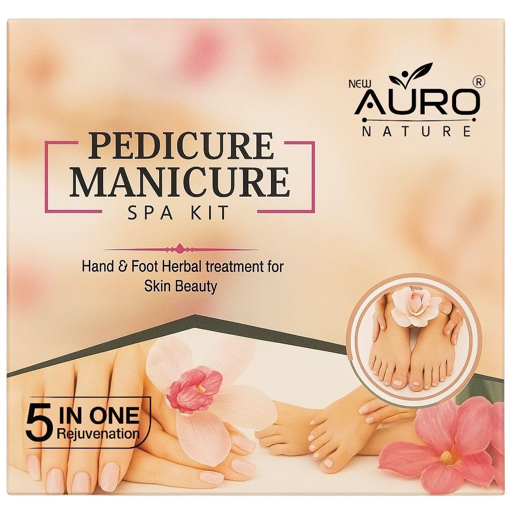 New Auro Nature Pedicure Manicure Spa Kit, 5-in-1 Herbal Hand and Foot Treatment, Skin Beauty Rejuvenation – 155g-image-3
