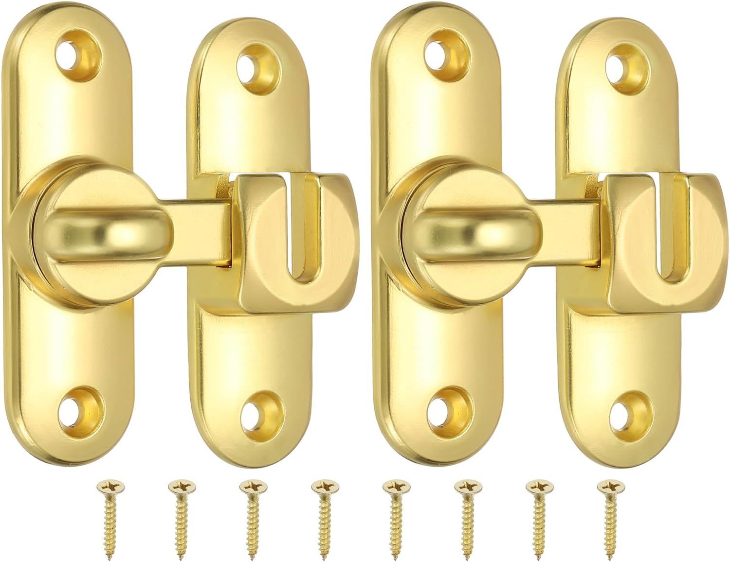 PATIKIL 2 Pack Flip Sliding Door Latch Safety Bar Gate Lock Hardware for Cabinet Bathroom Bedroom Garden, Gold