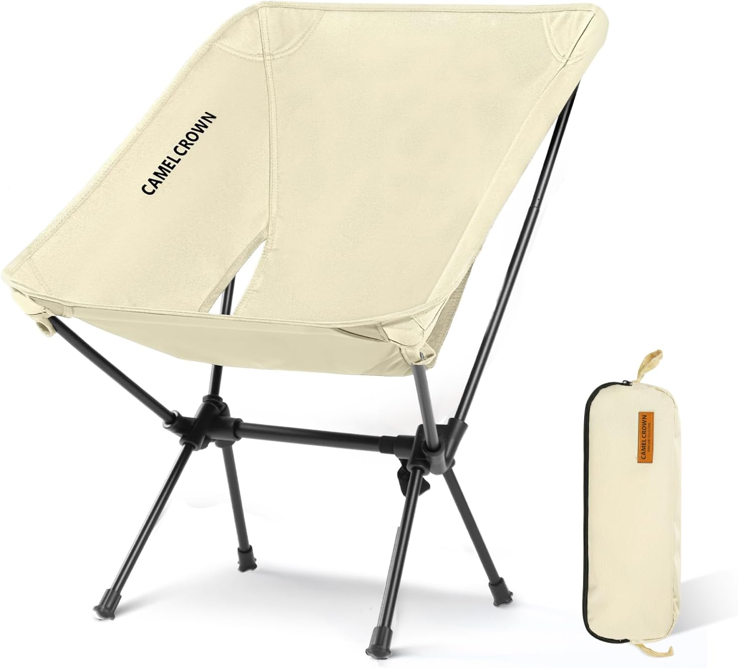 CAMEL CROWN Portable Camping Chair Folding Compact Lawn Lightweight Backpacking Chair with Carry Bag for Outdoor Hiking Beach Travel Picnic Festival White White 1 Pack