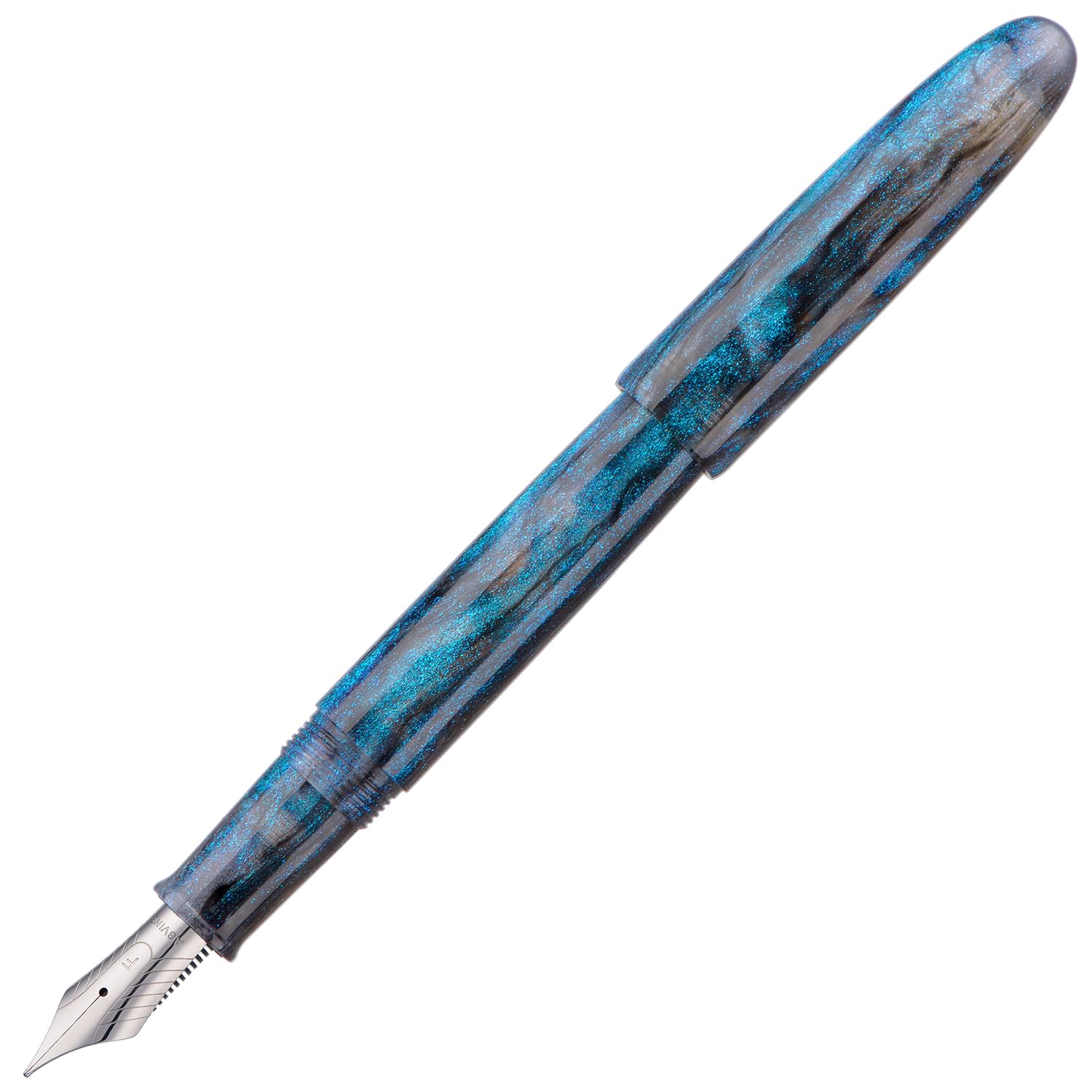 Asvine C80 Fountain Pen #8 Medium Nib Large Handcraft Pen with Converter Pen Box Collection Set (Light Blue Glitter) - Image 4