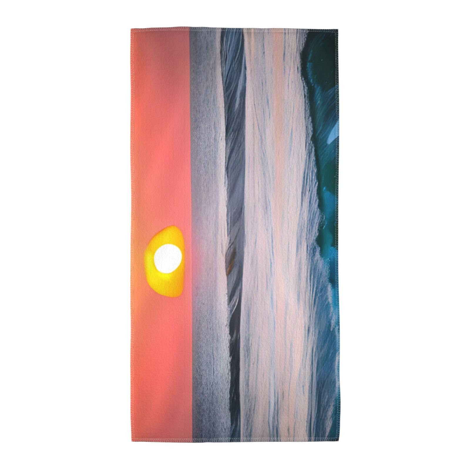 Oazcvbnn Unisex Black Sunset And Sunrise With Ocean Sea Waves Print Extra Long Beach Towel Soft Comfortable Quick-Dry Gym Hiking Picnics Swimming