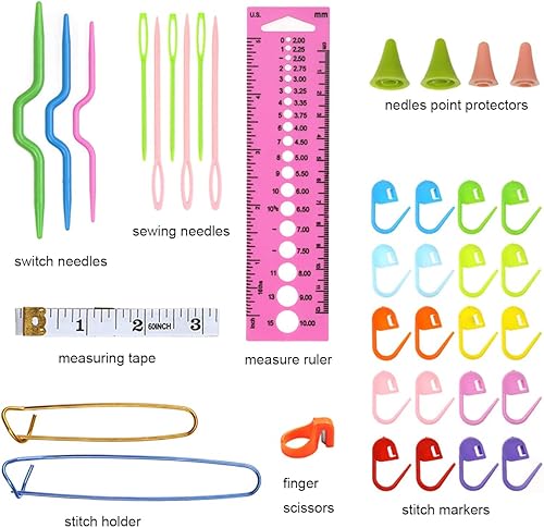 Miniatura 4 de KOKNIT Kit profesional de ganchillo, 9 ganchos de ganchillo ergonómicos de agarre suave, 14 ganchos de ganchillo de aluminio completo con funda,