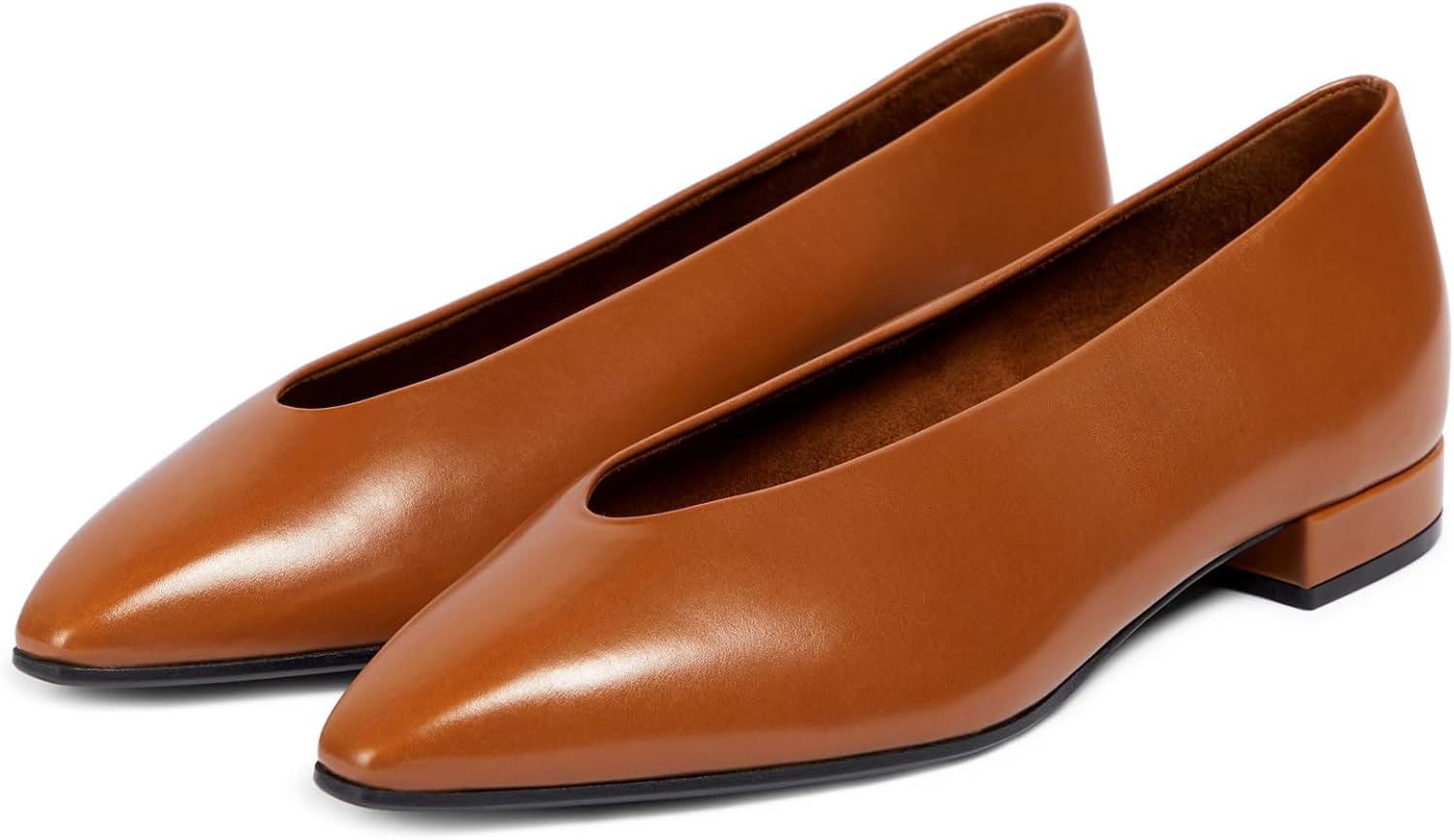 Women's Fashion Pointed Closed Toe Ballet Flats Chic U Shaped Silhouette Slip On Flat Shoes Work Date Dressy Slight Heel Shoes for Women