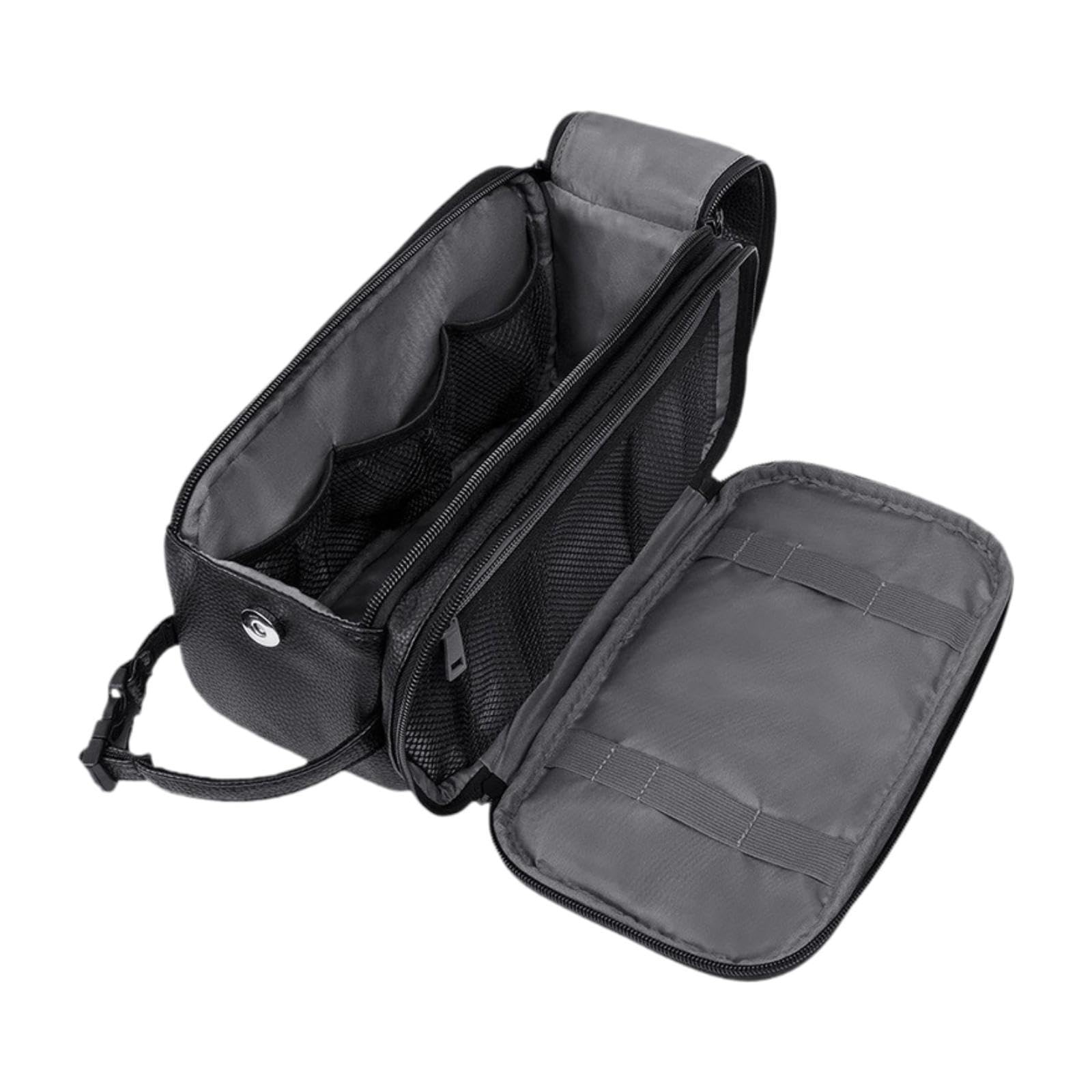 Borsa Da Toilette Uomo Organizer Porta Trucco Impermeabile Pelle Pu con Manico Robusto Design Moderno per Articoli Personale Adatta a, Nero