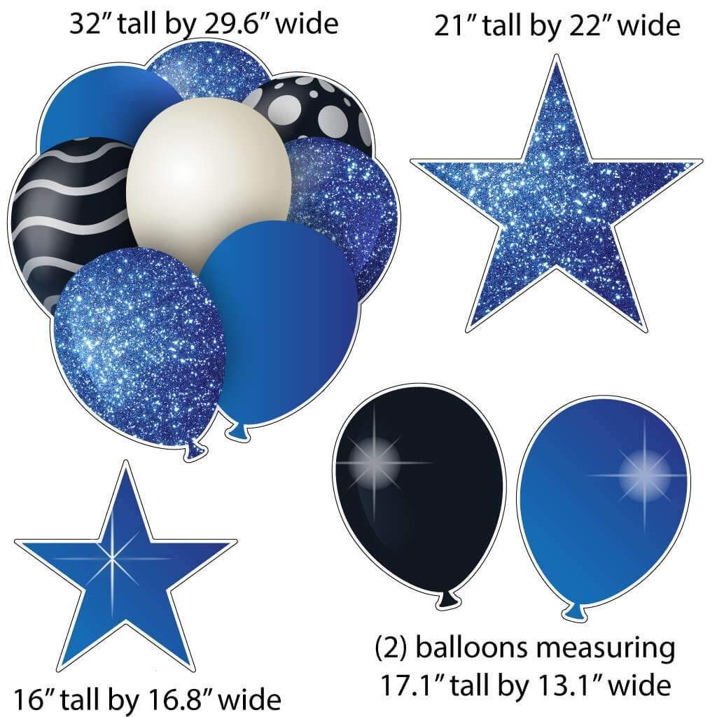 VictoryStore Birthday Decorations - Sparkle Accessories Set of 10 - Outdoor Yard Signs Package with Cupcake, Presents, Balloon Signs (Blue)
