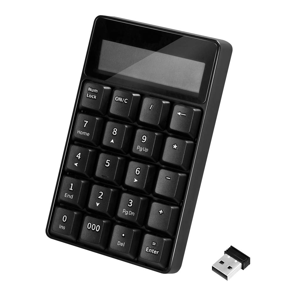 LogiLink ID0199 - bezprzewodowa klawiatura radiowa (2,4 GHz) z kalkulatorem i wyświetlaczem LCD, kolor czarny