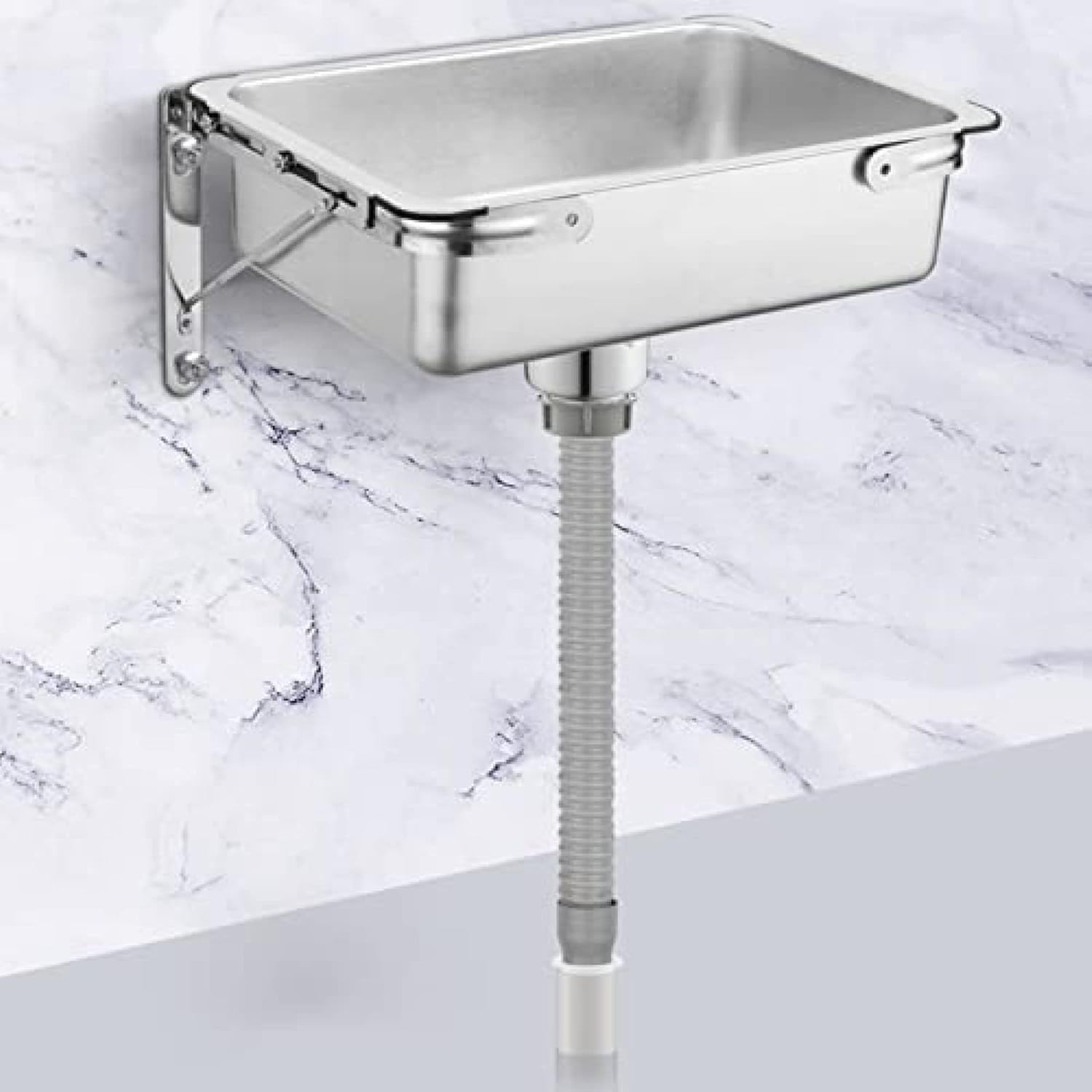 Évier de préparation et utilitaire en inox : petit lavabo mural avec vidange incluse
