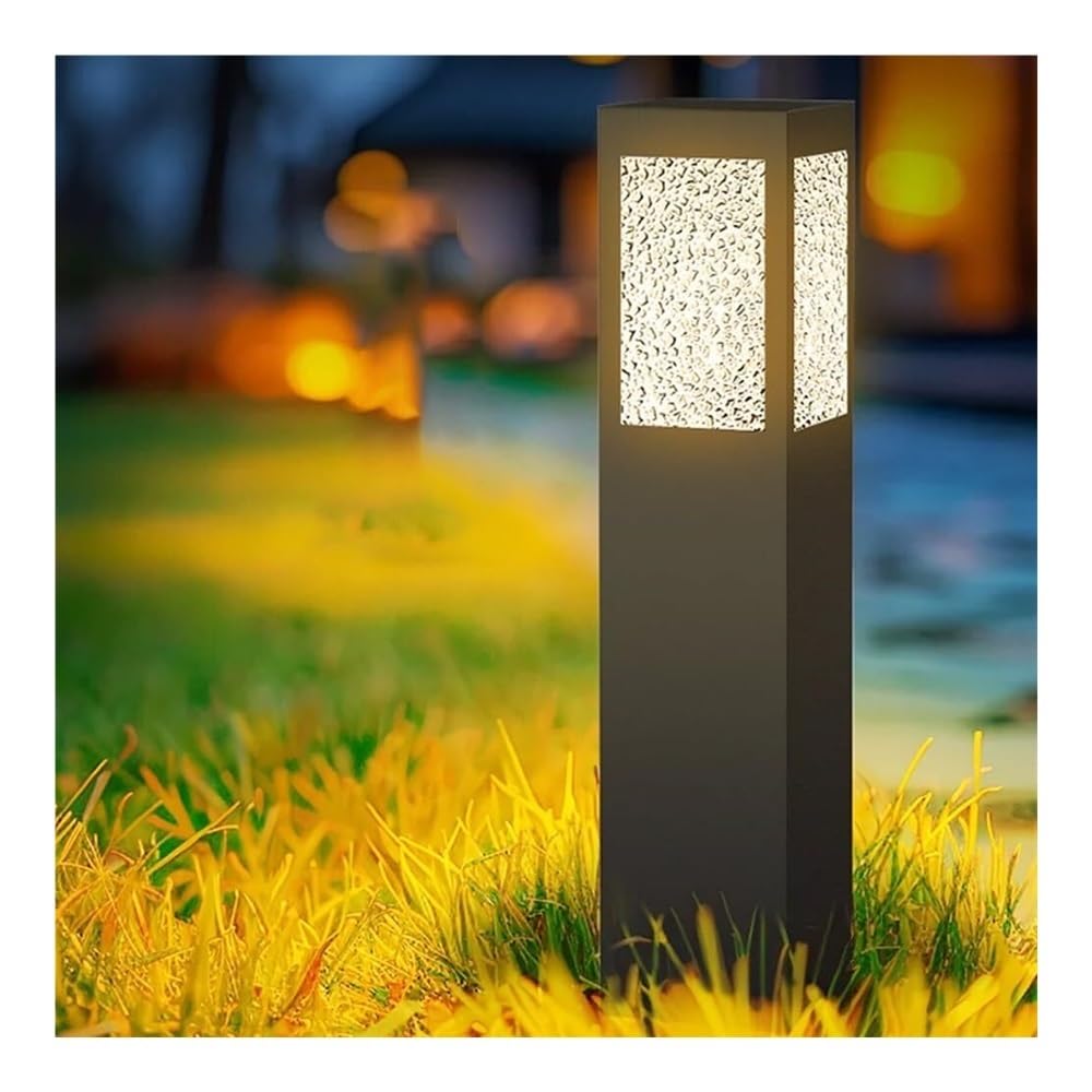 Outdoor Column Fence Deck Pillar Lamp Solar Landscape Path Light Modern Solar LED Bollard Lighting Fixture With Glass