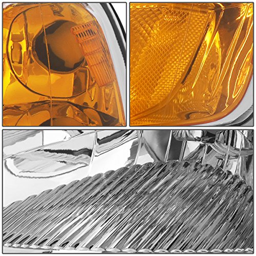 Dna Motoring Hl-Oh-Hc01-Ch-Am Chrome Amber Headlights Replacement Compatible With 01-03 Honda Civic #TOP2