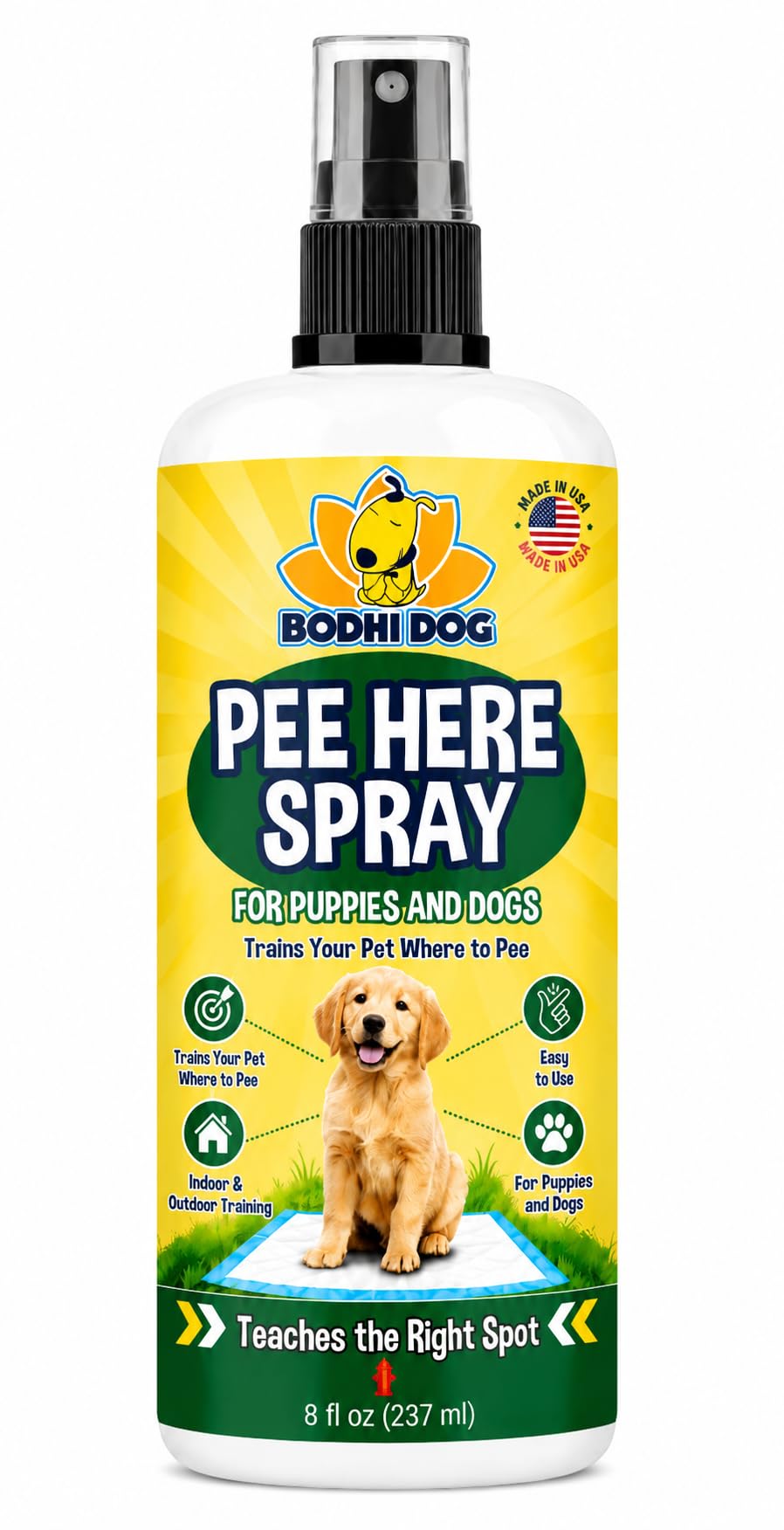 Pee Here Dog Potty Training Spray - Teaches Your Puppy The Right Spot to Go - Attracts Dogs to Pee Pads, Grass, and Approved Potty Areas